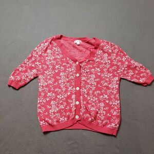 Gemma + Jane Floral Jacquard Elbow Sleeve Cardigan Sweater - Size Medium